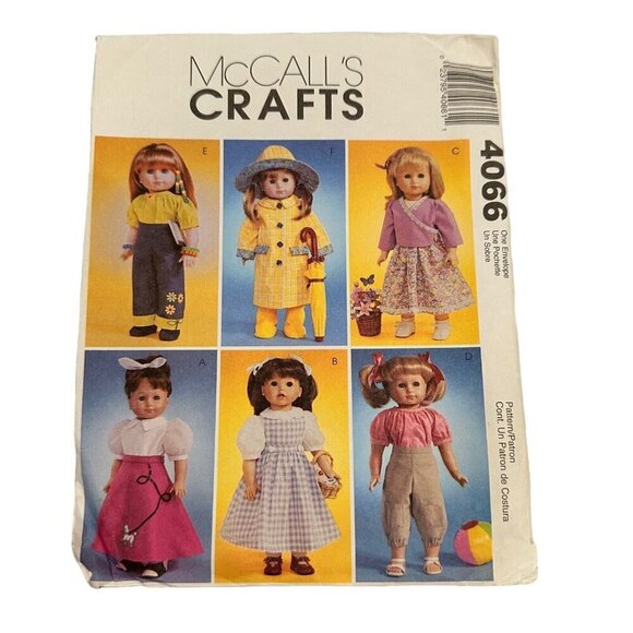 McCalls Doll Clothes Sewing Patterns American Girl 18 Inch Dorothy Dress Poodle - Picture 1 of 6